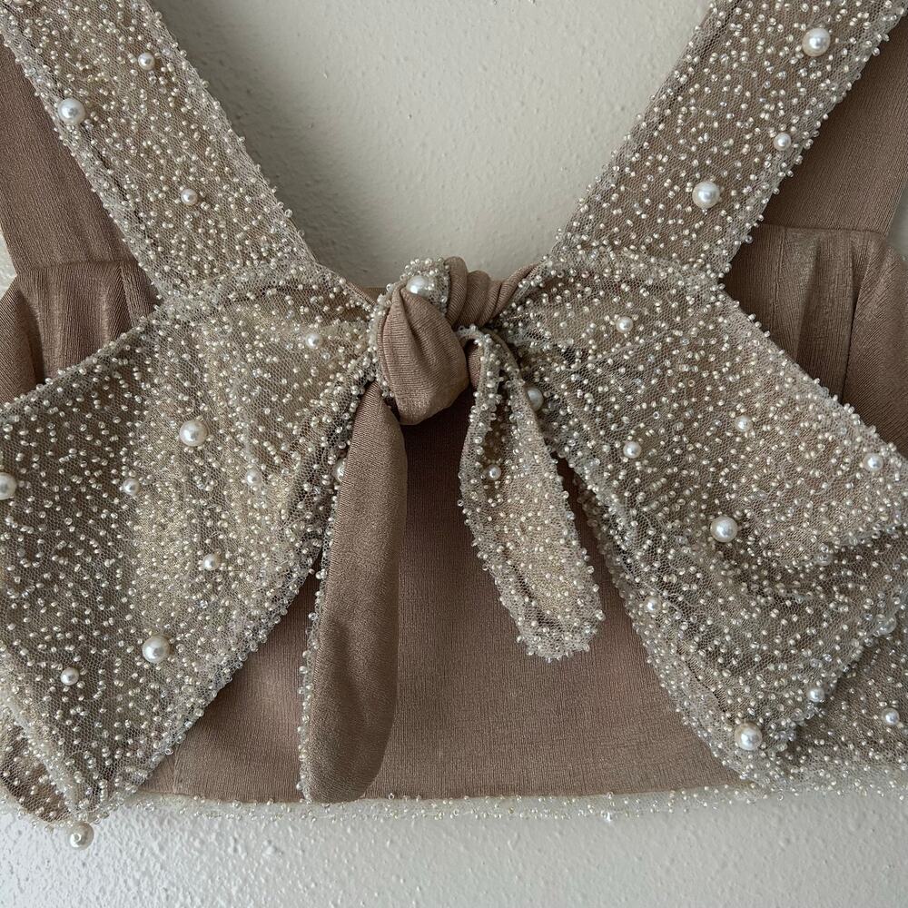 Sara Cristina Gold Beaded Crop Top Size Medium - Picture 10 of 12